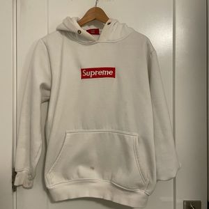 White supreme hoodie - worn
